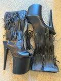 Black Tassel Knee High Boots