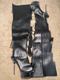 Black Tassel Thigh High Boots