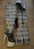 Black Tassel Thigh High Boots