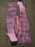 Pink Tassel Thigh High Boots