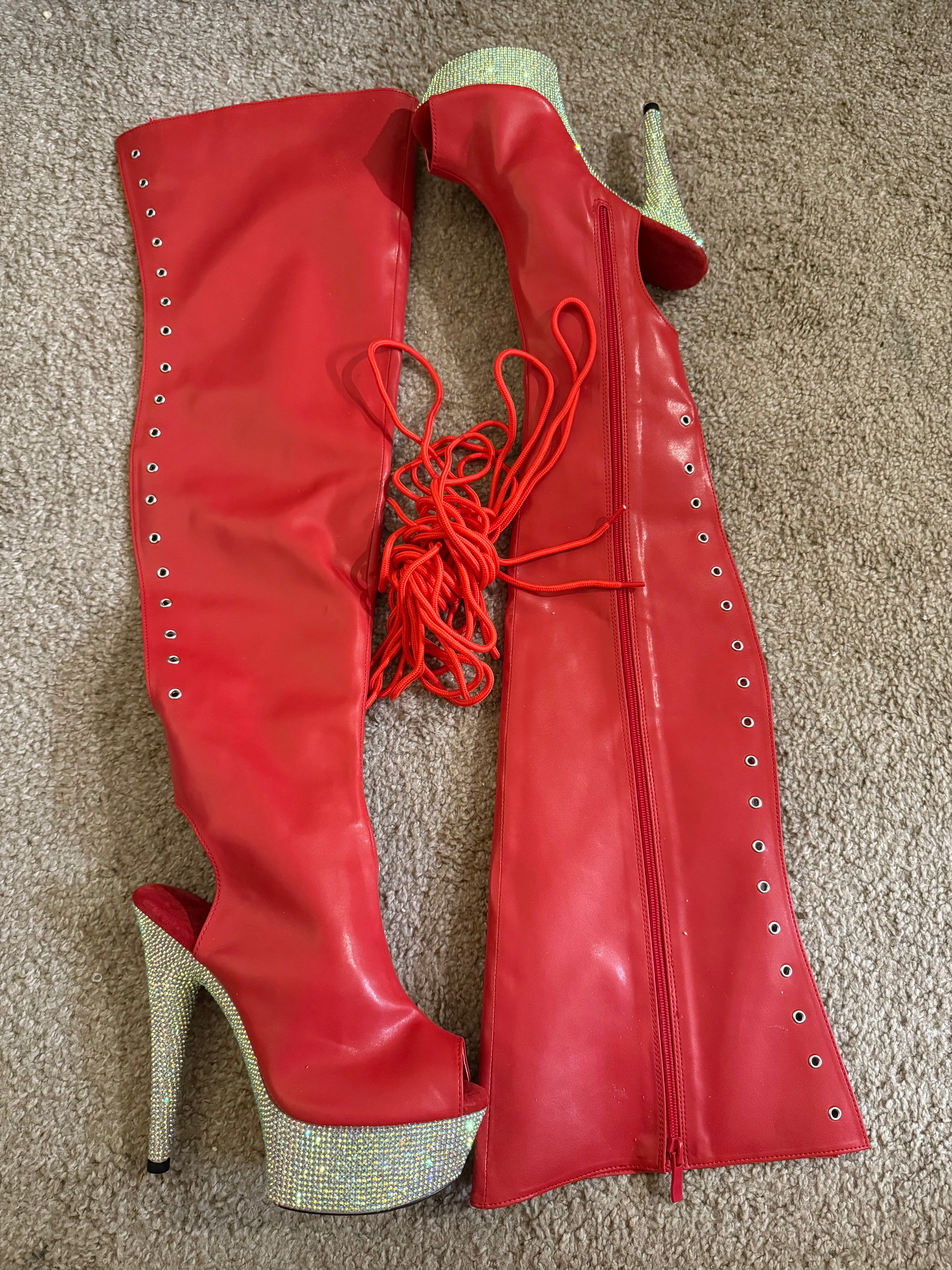 Red Thigh High Boots