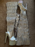 Silver Tassel Thigh High Boots